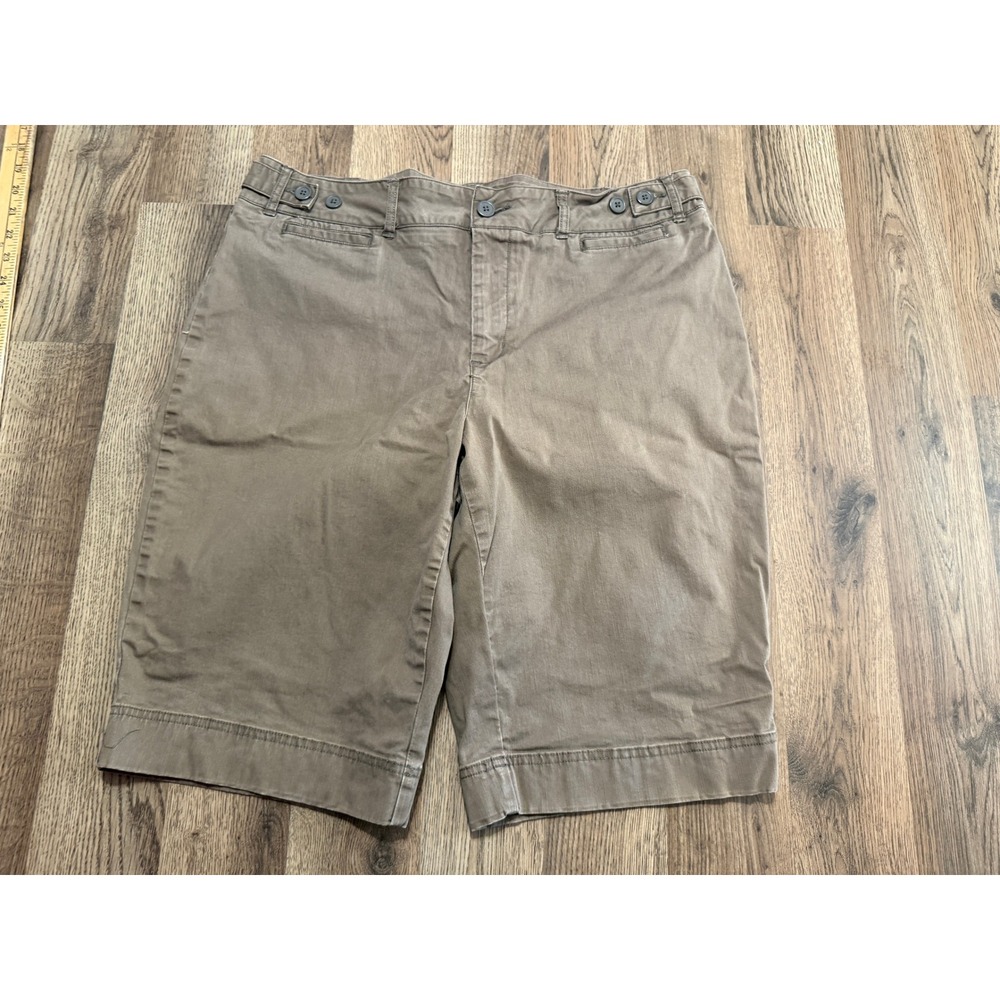 Relativity Bermuda Shorts Womens 16 Brown Ladies Cotton Blend Button Waist